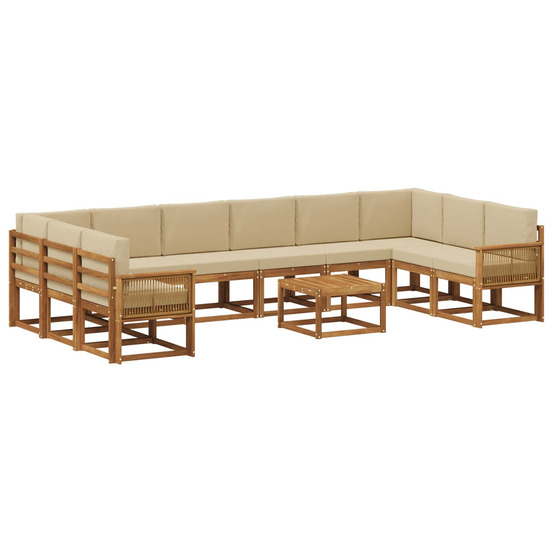 Ensemble de canapés d'extérieur 11 pcs naturel et beige