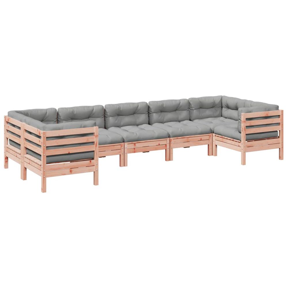 Salon de jardin 7 pcs et coussins bois massif sapin de douglas