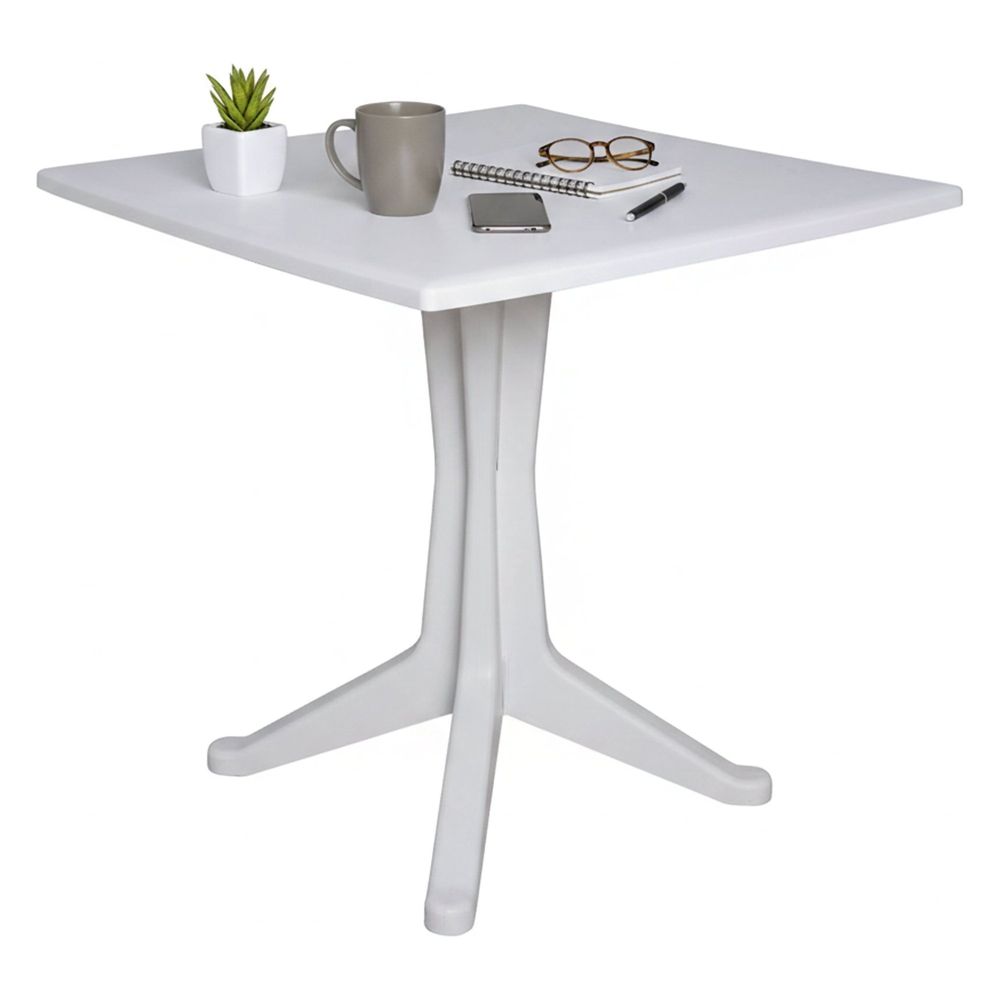 Table d'extérieur agostini, étagère carrée fixe, table de jardin polyvalente, 100% made in italy, 70x70h72 cm, blanc