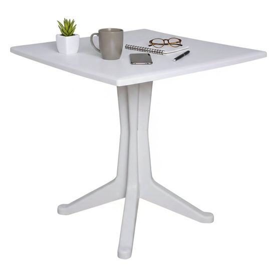 Table d'extérieur agostini, étagère carrée fixe, table de jardin polyvalente, 100% made in italy, 70x70h72 cm, blanc