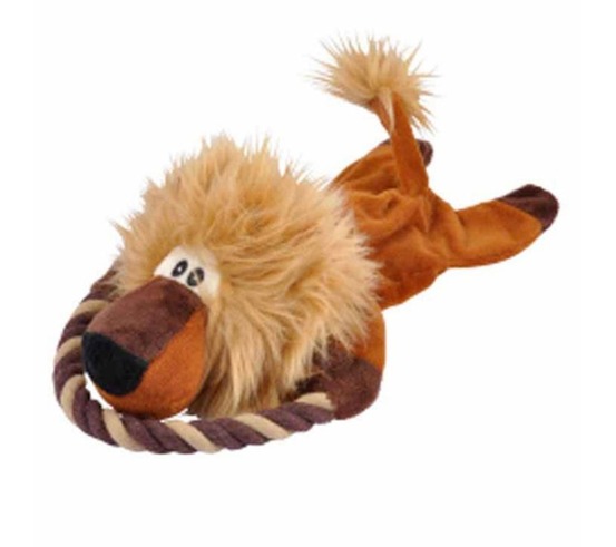 Jouet en peluche lion et son anneau pour chien