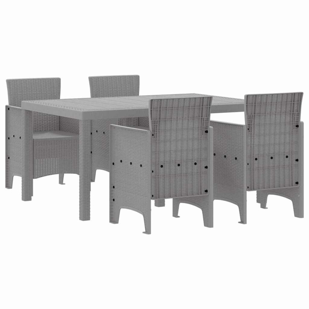 Ensemble de salle à manger pour jardin 5 pcs gris clair
