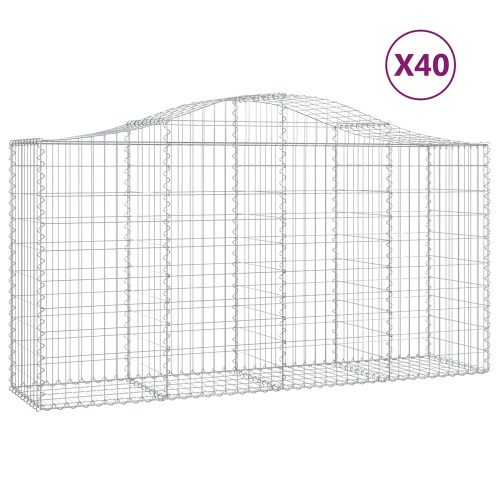 Paniers à gabions arqués 40 pcs 200x50x100/120 cm fer galvanisé