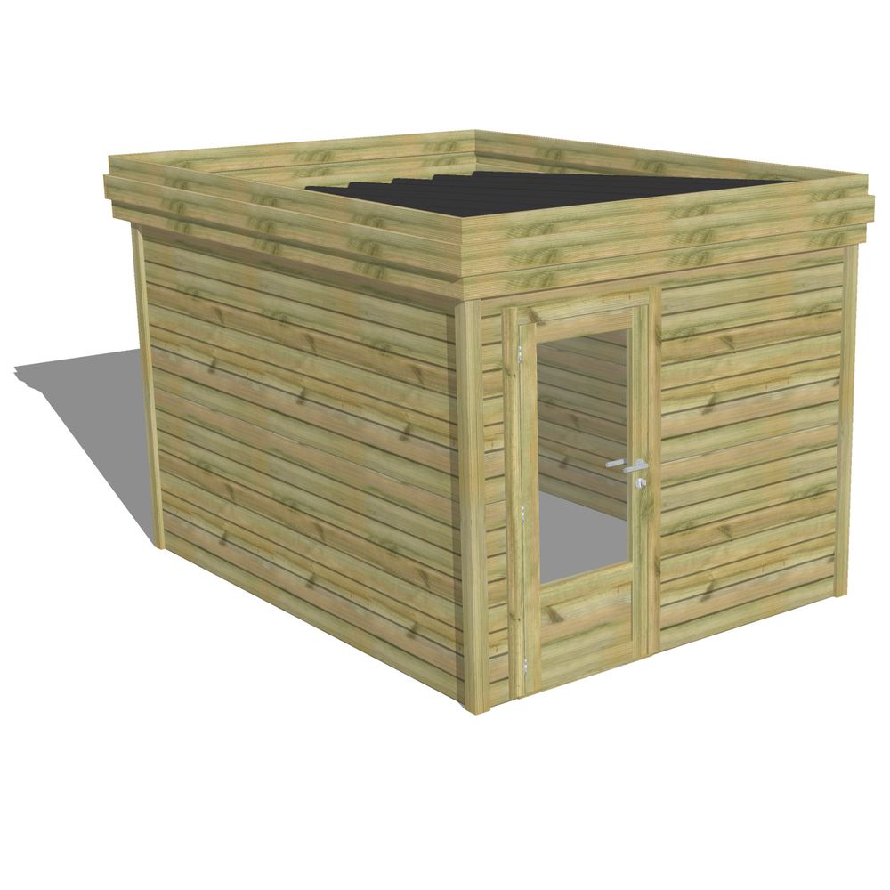 Abri de jardin bois pin traité autoclave 27mm - 2,64x3,44m / 9m2 - bac acier - abri français