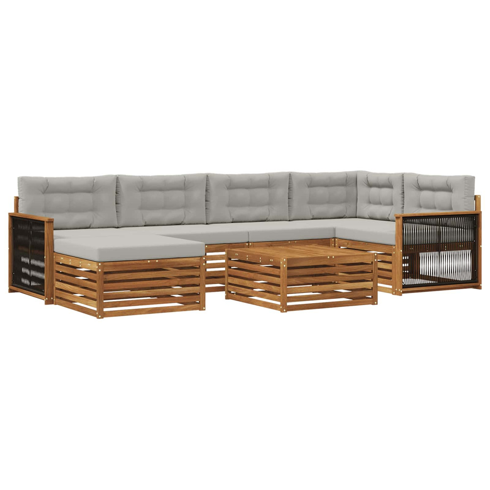 Ensemble de canapés d'extérieur 7 pcs naturel et gris clair