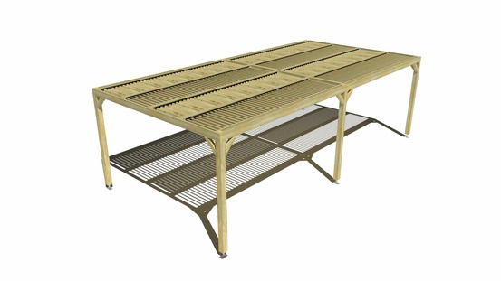 Pergola bois • 8m x 4m • indépendante • sens largeur • lames orientables bioclimatiques incluses • livraison comprise