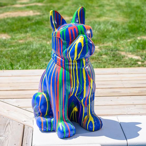 Statue bulldog à lunettes trash 60 cm
