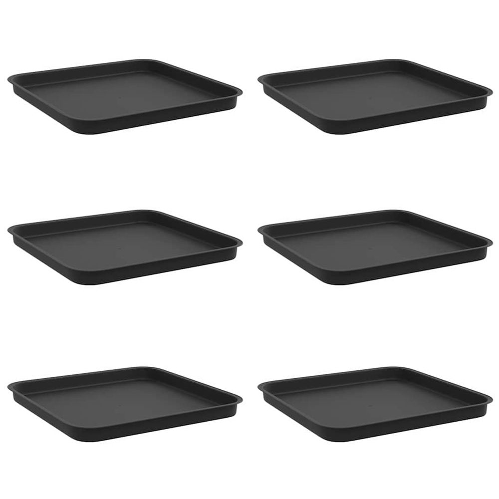 Plateau carré à fleurs 6 pc noir 32 x 32 x 2,5 cm plastique