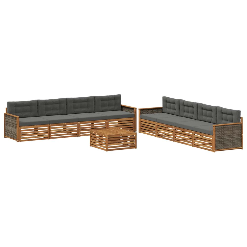 Ensemble de canapés d'extérieur 9 pc naturel et anthracite