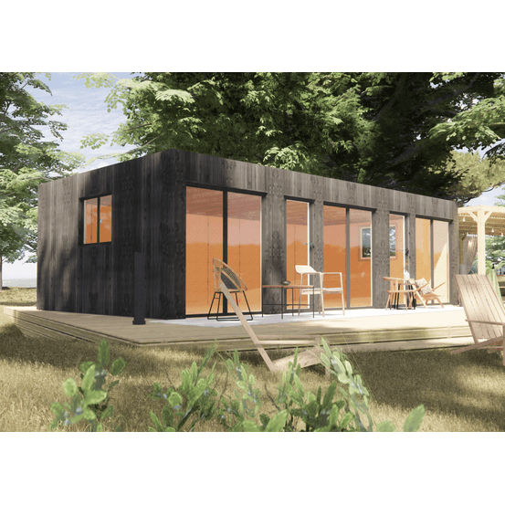 Studio de jardin ossature bois en bois 8,8 x 5,7 x 2,7 m
