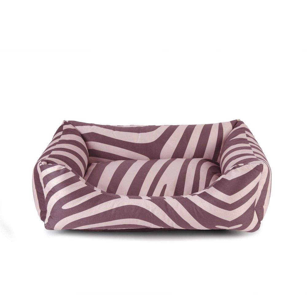 Concorde - panier pour chien / chat, orthopédique et déhoussable, en tissu motif zèbre rose fauve, 100x75x26cm