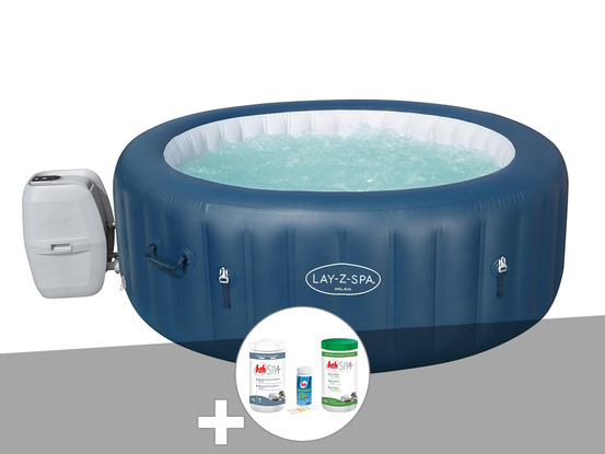 Kit spa gonflable lay-z-spa milan rond airjet plus 4/6 places + kit traitement