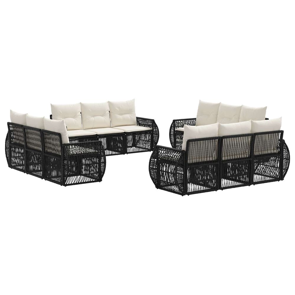 Ensemble de canapé de jardin 12 pc noir et blanc crème