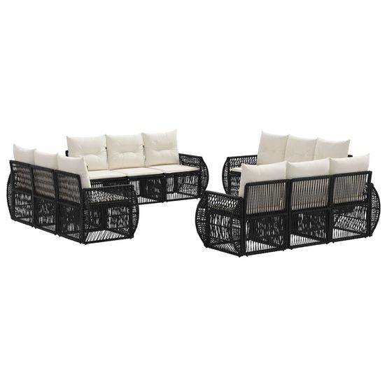 Ensemble de canapé de jardin 12 pc noir et blanc crème