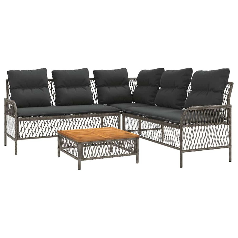 Salon de jardin 2 pcs avec coussins gris résine tressée