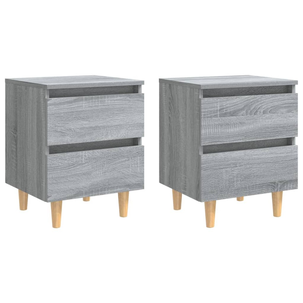Tables de chevet pieds en bois 2 pcs sonoma gris 40x35x50 cm