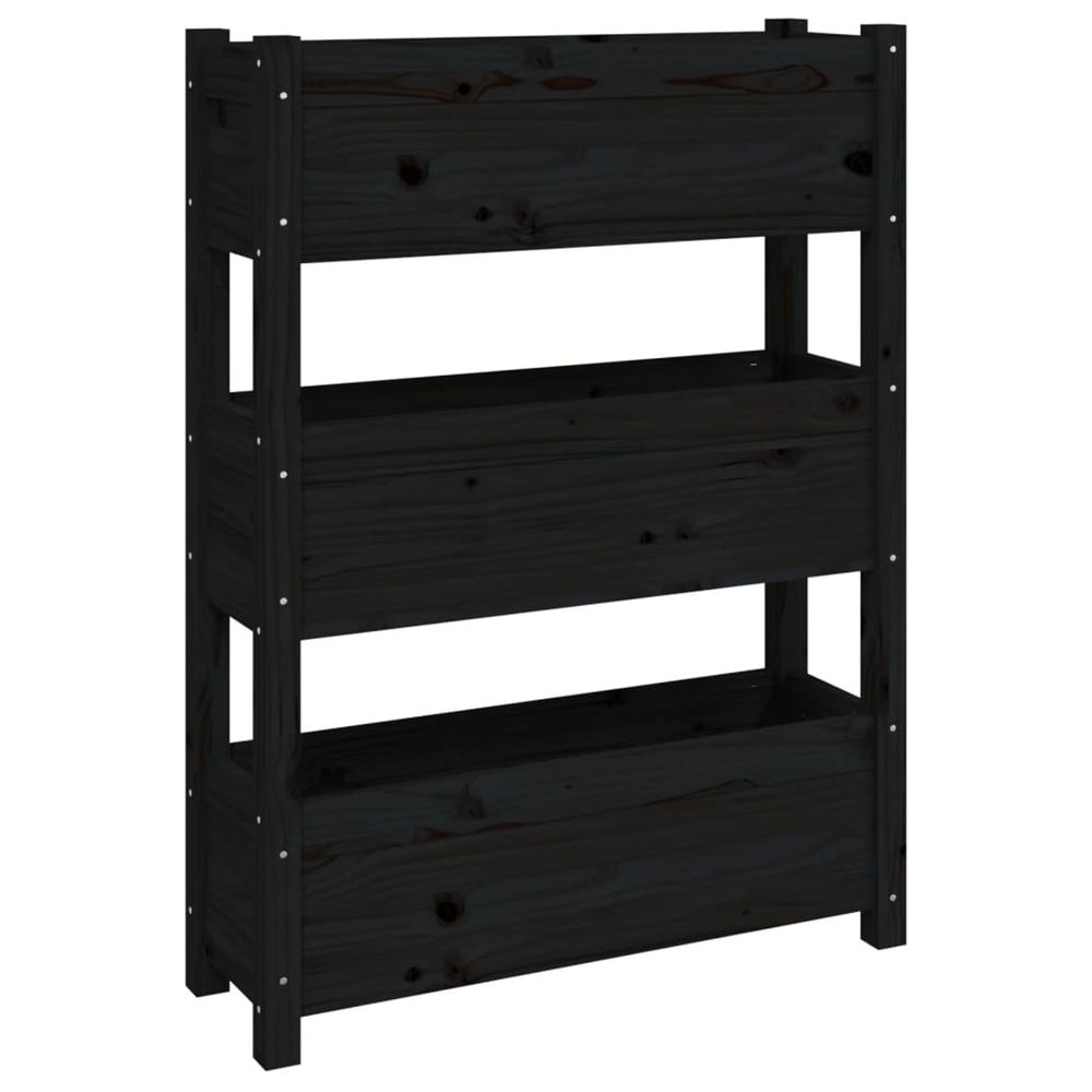 Jardinière d'extérieur noir 77x25x104,5 cm bois massif de pin