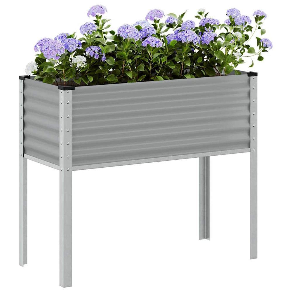 Grande jardinière surélevée acier pour potager 100x45x90cm gris