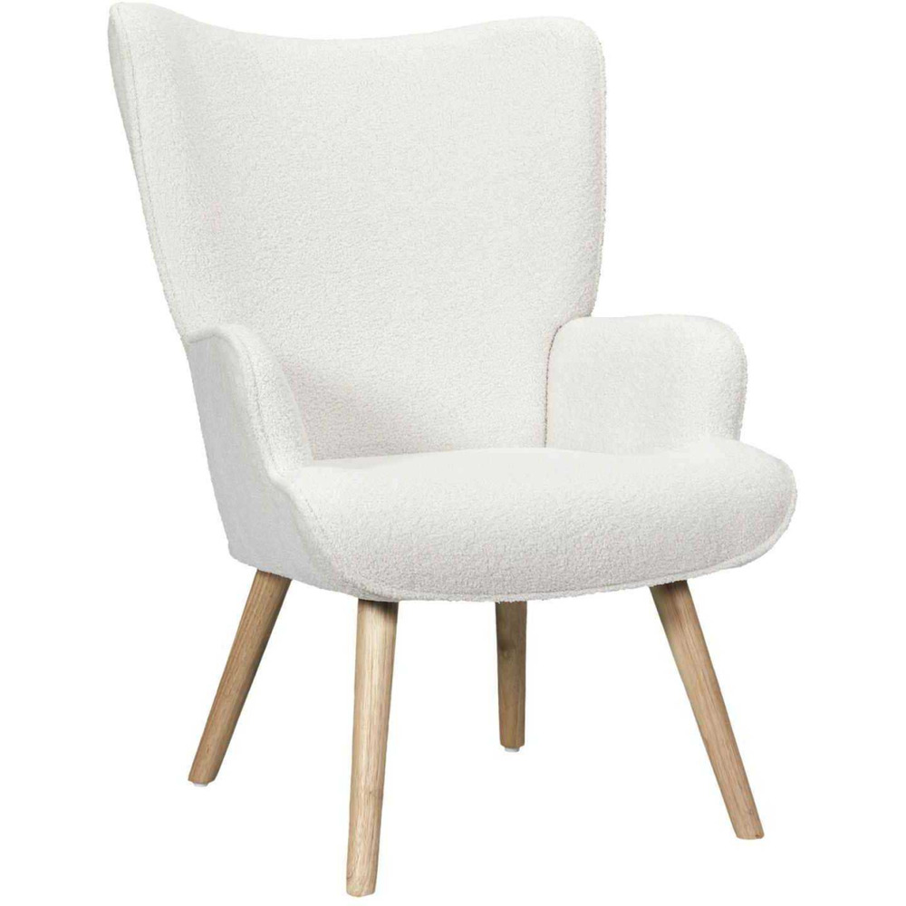 Fauteuil en tissu bouclette et bois rhea blanc
