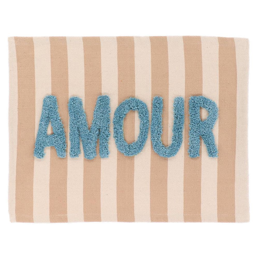 Tapis coton inscription tuftee amour 45x60 cm - cappuccino/beige