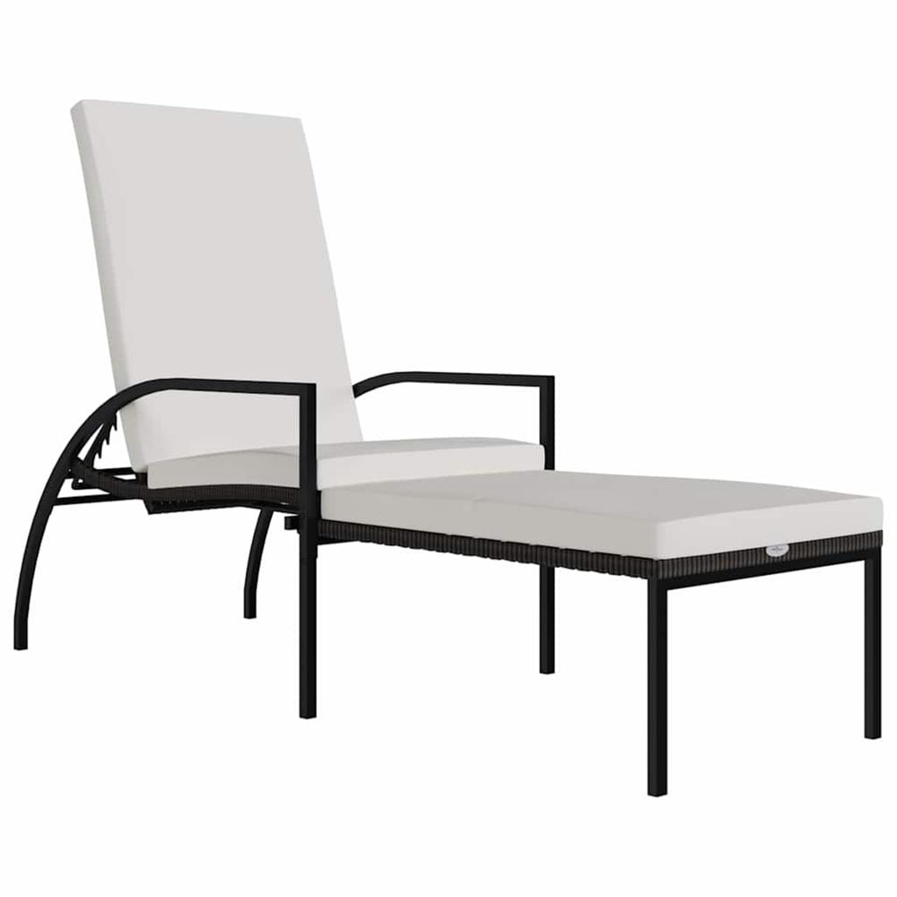 Chaise longue avec repose-pied résine tressée marron bain de soleil