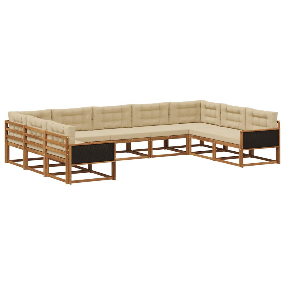 Ensemble de canapés d'extérieur 9 pc naturel et beige