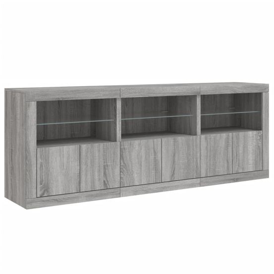 Buffet bahut commode armoire meuble de rangement organisateur cuisine salle de séjour salon avec lumières led sonoma 181,5 x