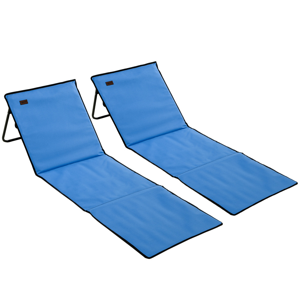 Chaise longue de plage, pliable, dossier réglable, sangle de transport, sellerie souple, cadre en acier, bleu, 142x51x40cm