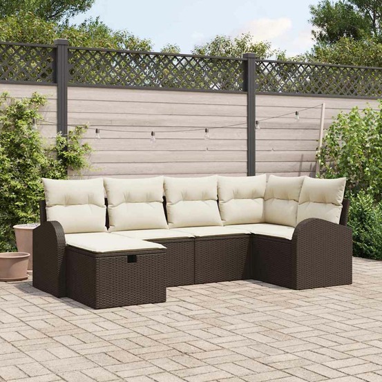 Ensemble de canapé de jardin 6 pcs marron poly rotin