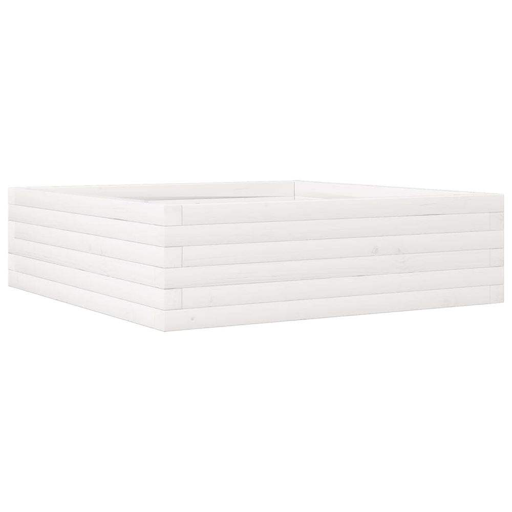 Jardinière blanc 80x80x23 cm bois de pin massif