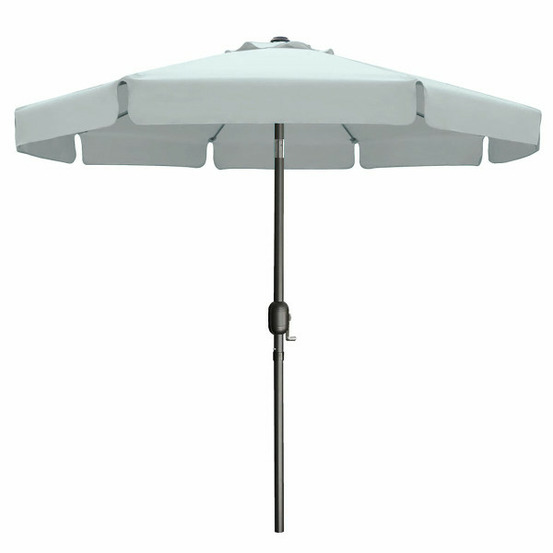 Parasol acier 8 baguettes d300 cm polyester blanc jardin piscine terrasse 10491