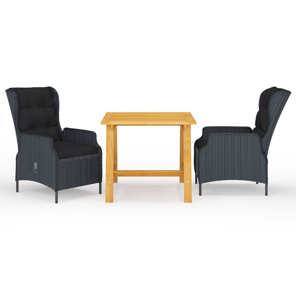 Ensemble à manger de jardin 3 pcs gris foncé