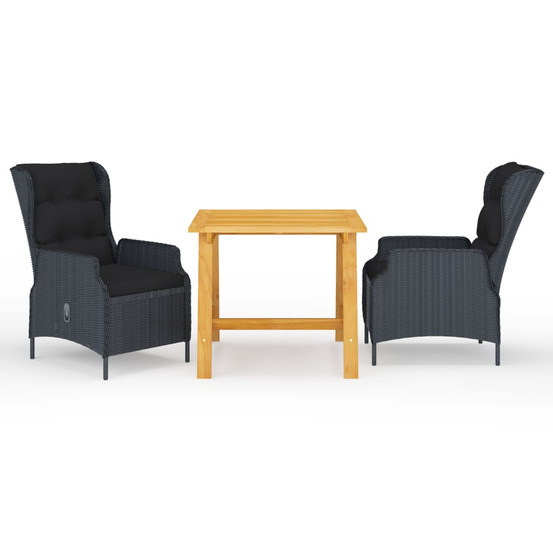 Ensemble à manger de jardin 3 pcs gris foncé