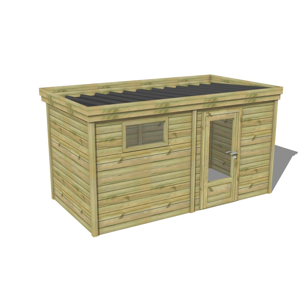 Abri de jardin bois pin traité autoclave 27mm - 5,19x2,14m / 11m2 - bac acier - abri français