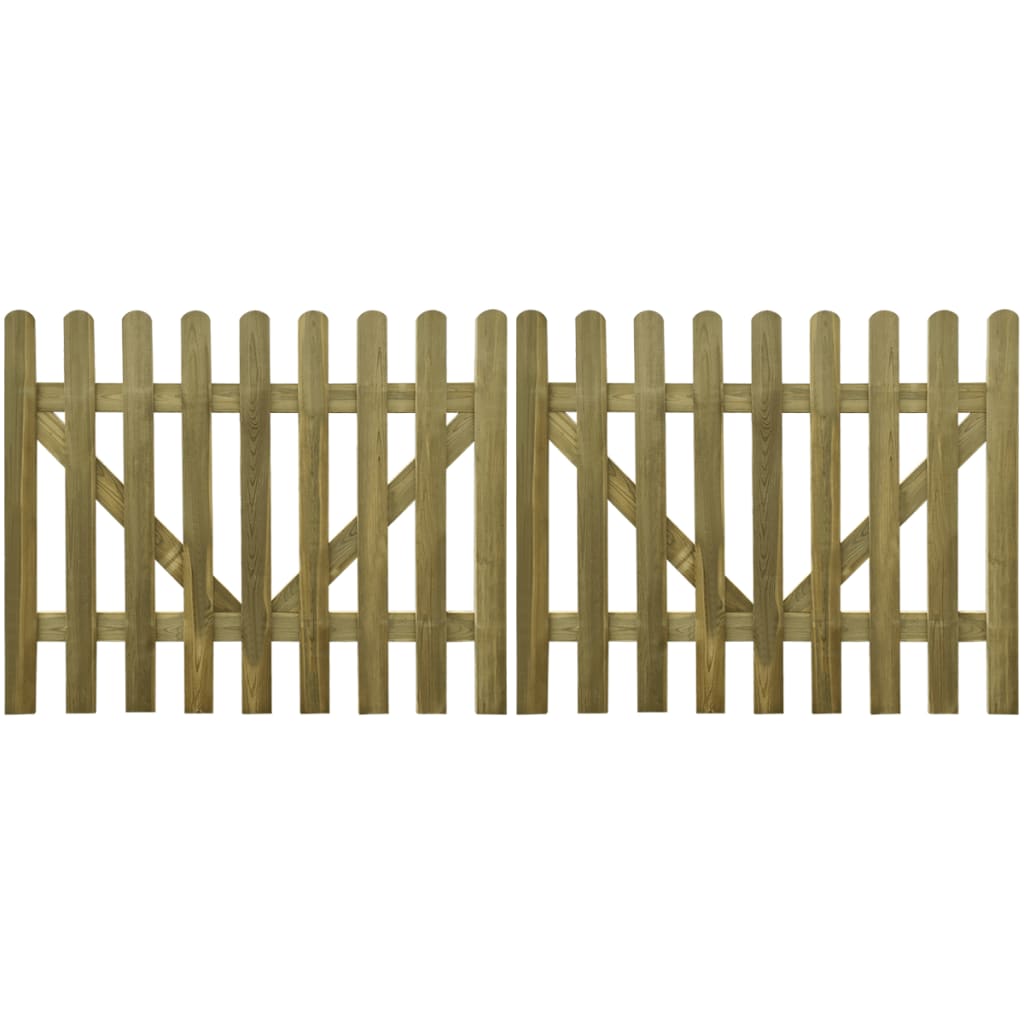 Portail de clôture à piquets 2 pcs bois imprégné 300x120 cm