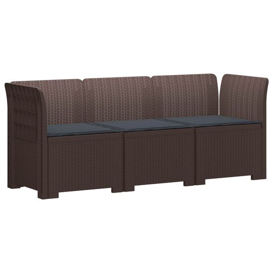 Canapé de jardin 3 places avec coussins look rattan pp marron