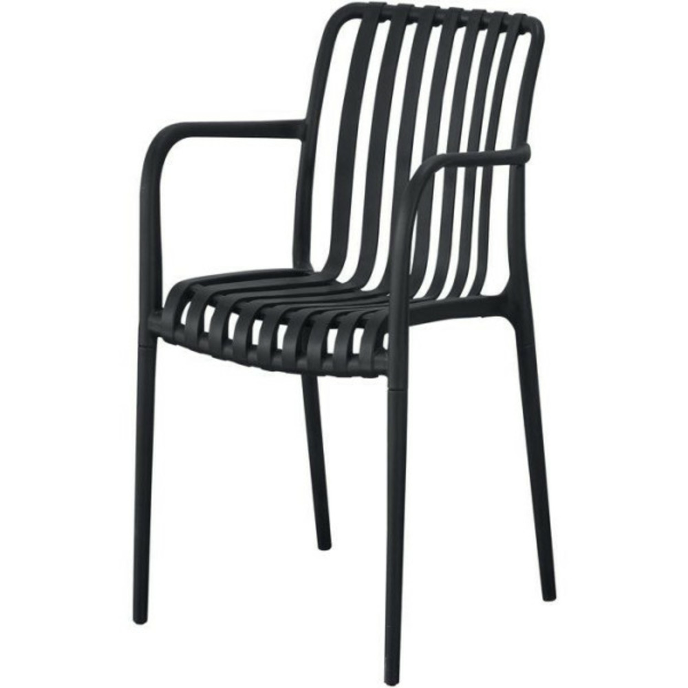 Lot de 4 fauteuils de jardin - solaria - empilables - polypropylene renforcé - 55 x 58 x 81 cm - noir