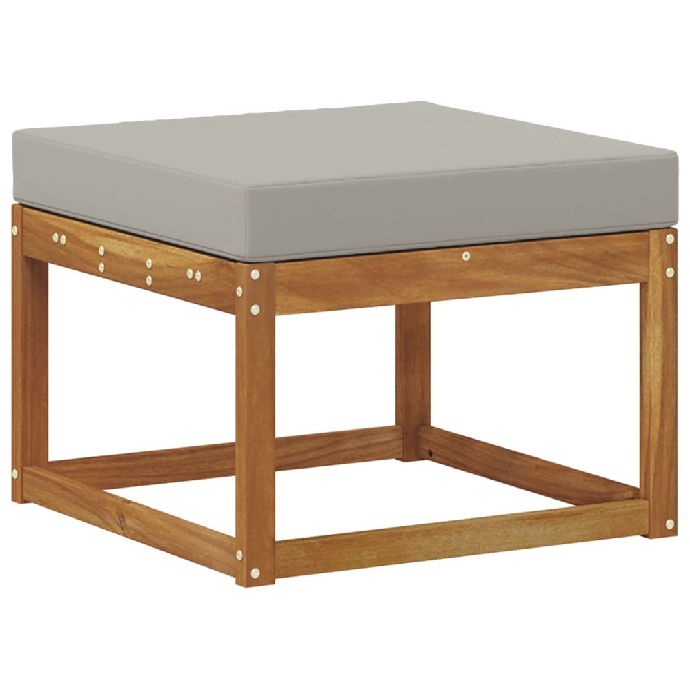 Pouf d'extérieur bois d'acacia massif naturel