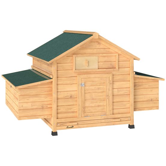 Poulailler bois extérieur double nichoir pondoirs 150x100x96cm jaune