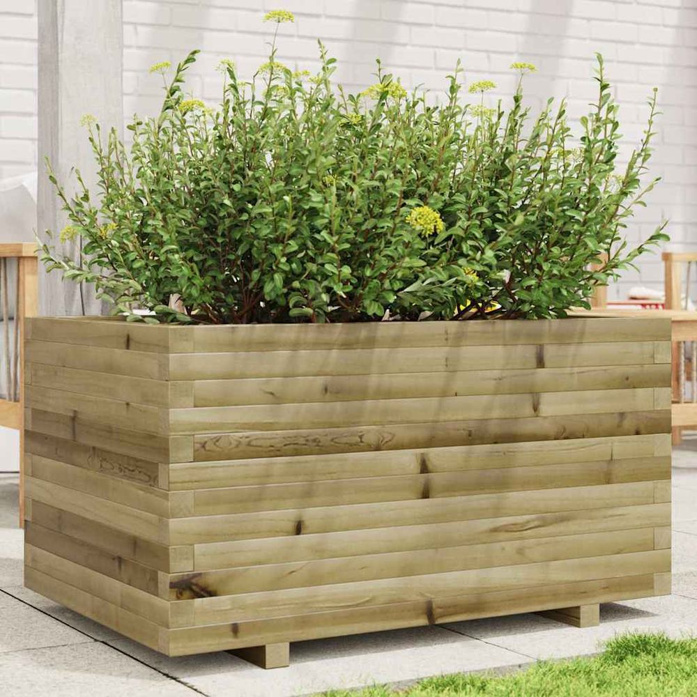 Grande jardinière bois traité autoclave extérieur 90x60cm potager