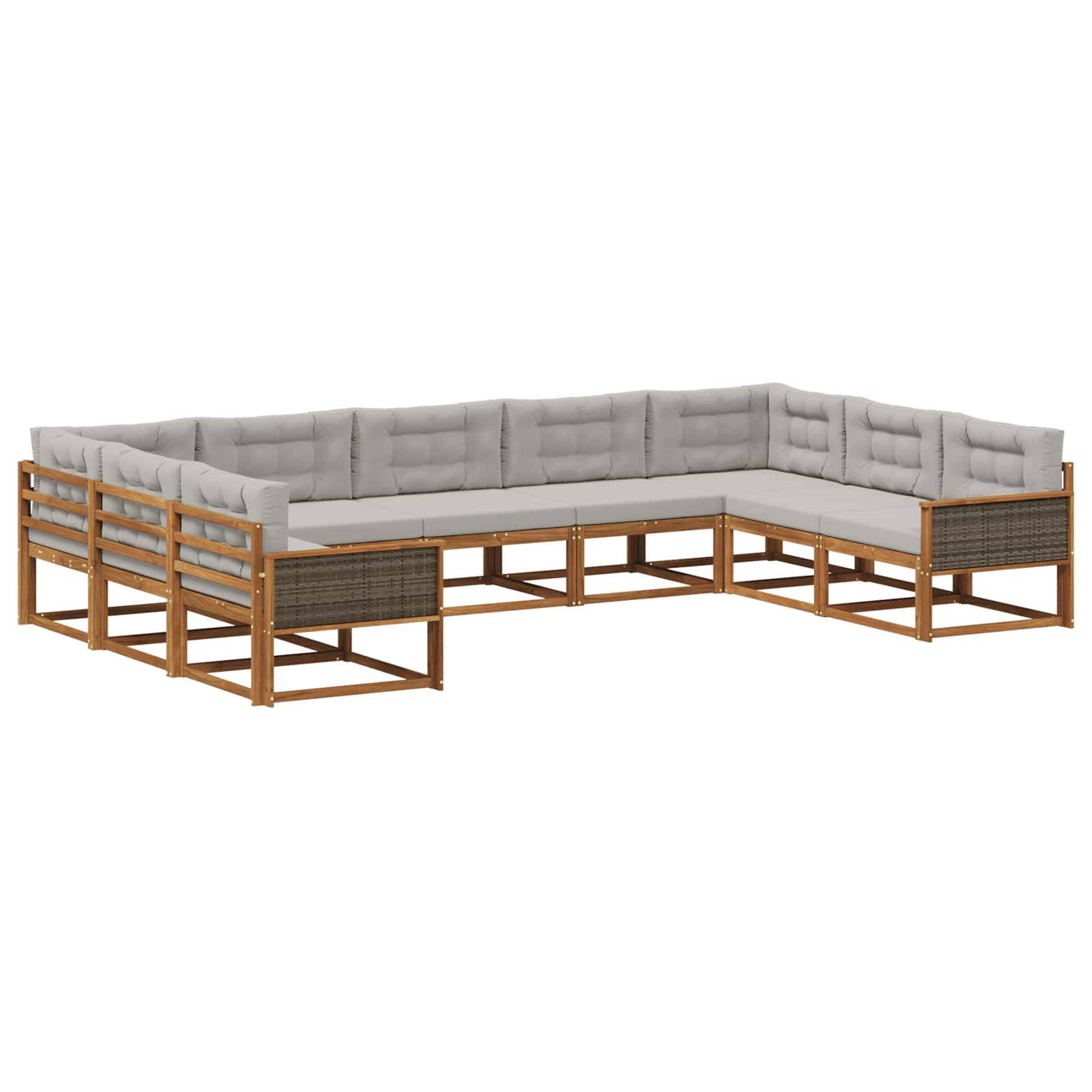 Ensemble de canapés d'extérieur 9 pcs naturel et gris clair