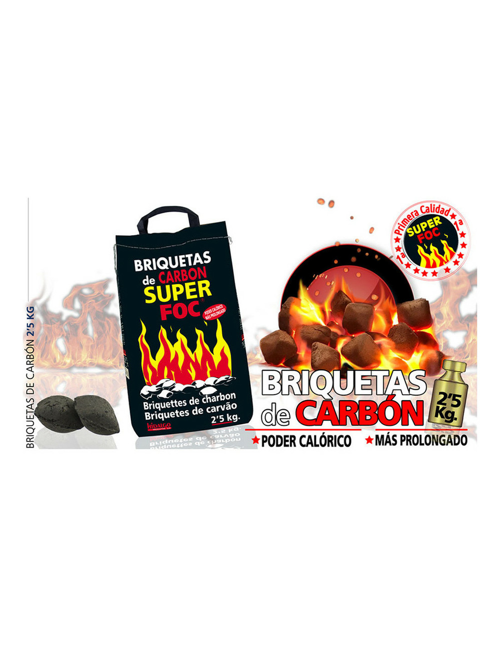 Briquettes vegetales au charbon 2.5kg 08006 superfoc.