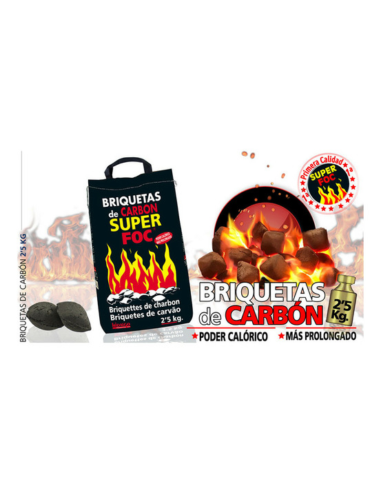 Briquettes vegetales au charbon 2.5kg 08006 superfoc.