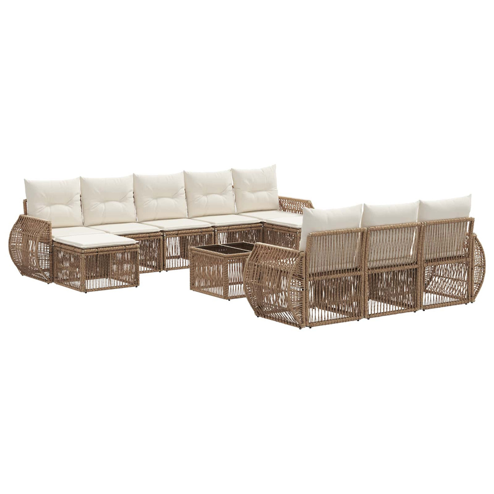 Ensemble de canapé de jardin 11 pcs beige et blanc crème