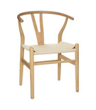 Chaise fauteuil de table en bois et assise corde couleur naturelle h 76 cm