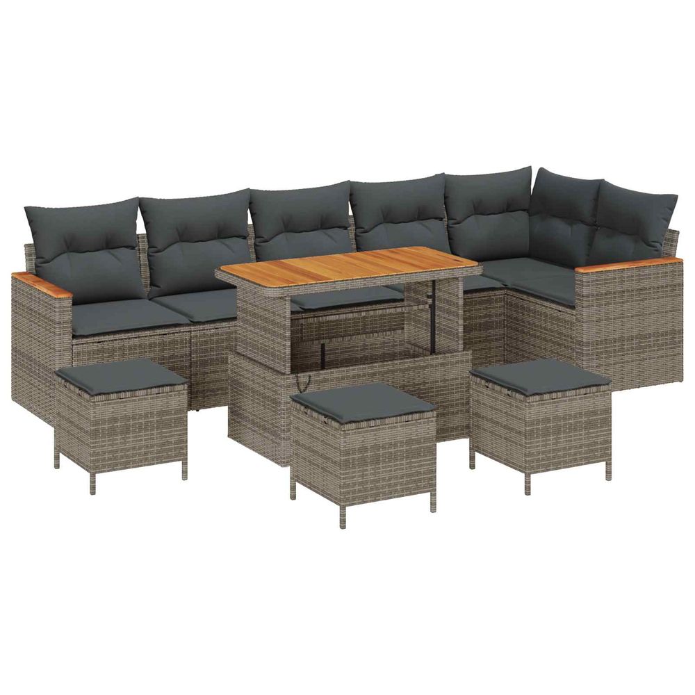 Ensemble de canapé de jardin 10 pc gris polyrotin