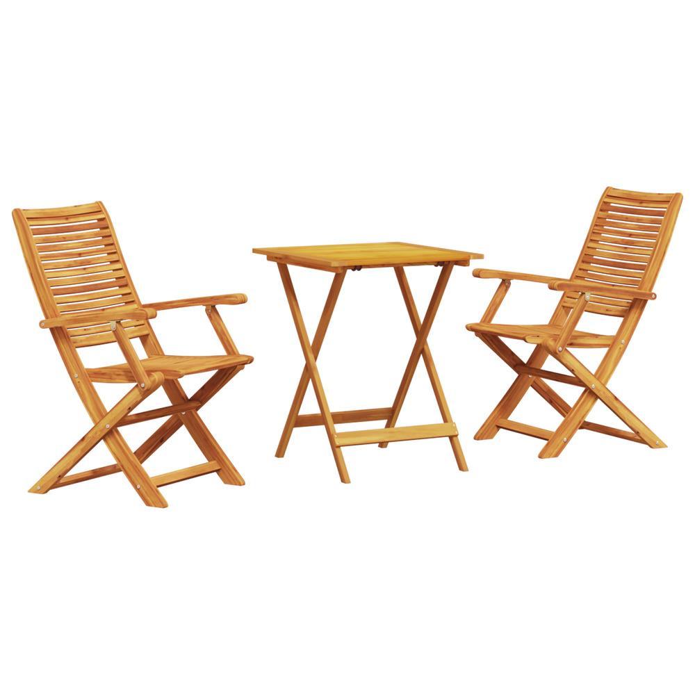 Set de bistro pliable 3 pièces en bois d'acacia massif