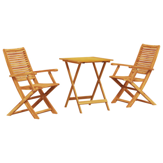 Set de bistro pliable 3 pièces en bois d'acacia massif