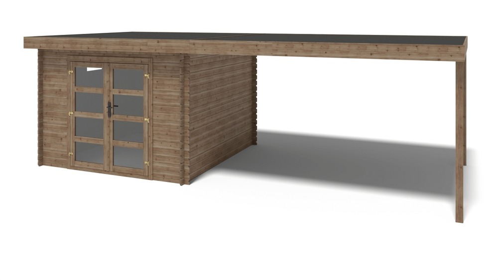 Abri de jardin en bois - 21m2 - 3x3m - traité - ep. 28mm - couleur: marron