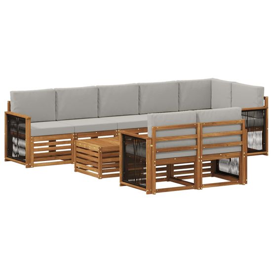 Ensemble de canapés d'extérieur 8 pc naturel et gris clair